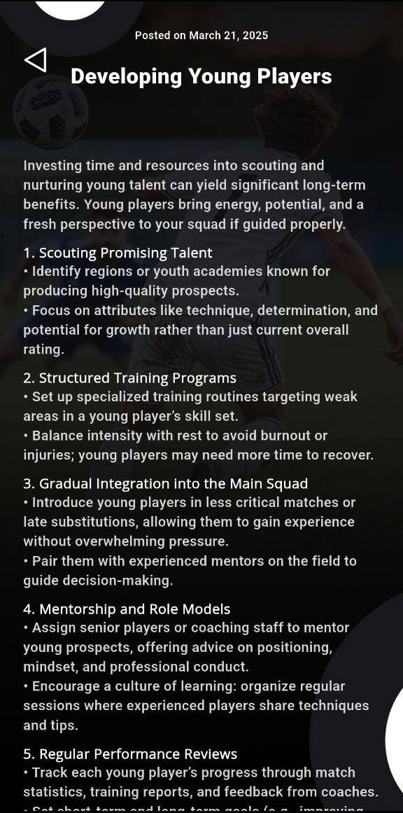 Guide article screen